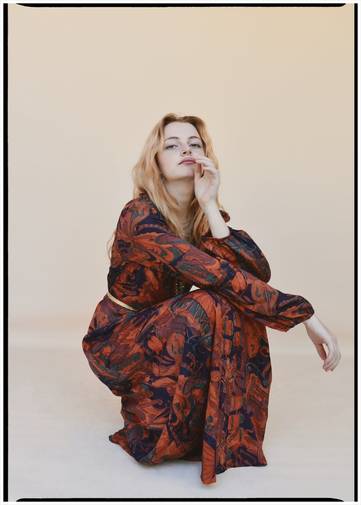Zea Silk Crepe Kaftan Maxi Dress ~  Hawthorne XS
