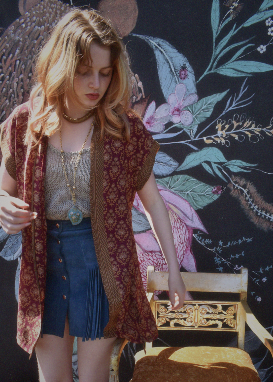 Pilea Silk Crepe Wrap Kimono Top ~ Damson S/M