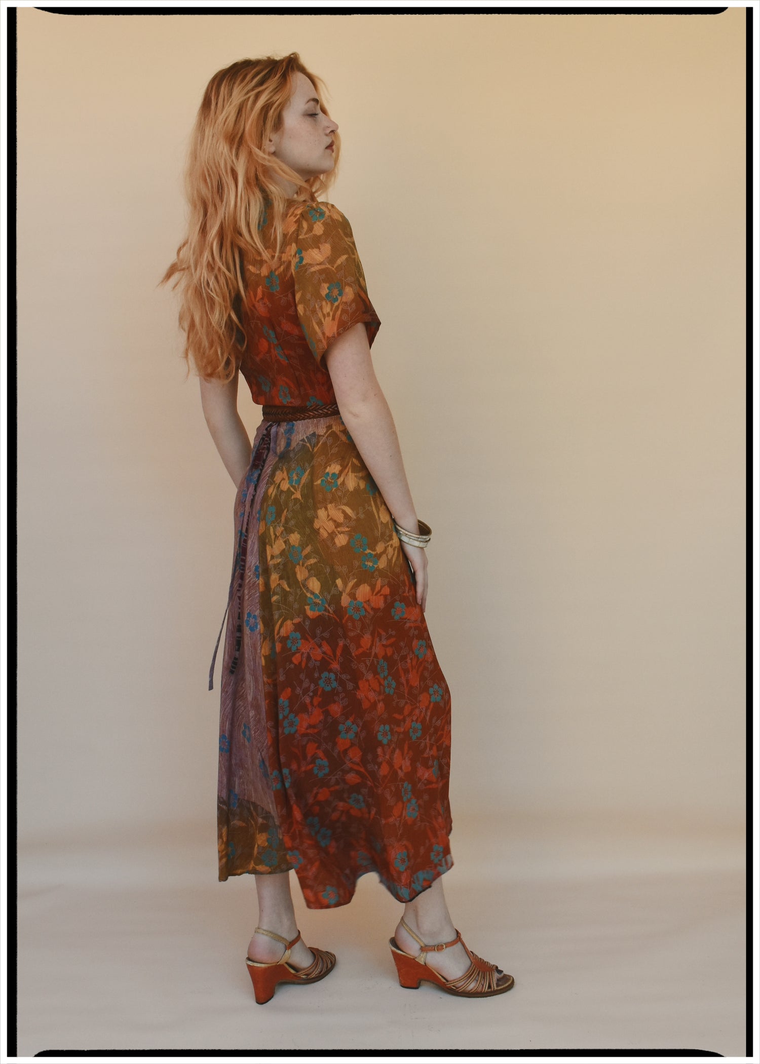 Liatris Silk Crepe Flutter Sleeve Wrap Dress ~ Persimmon XS