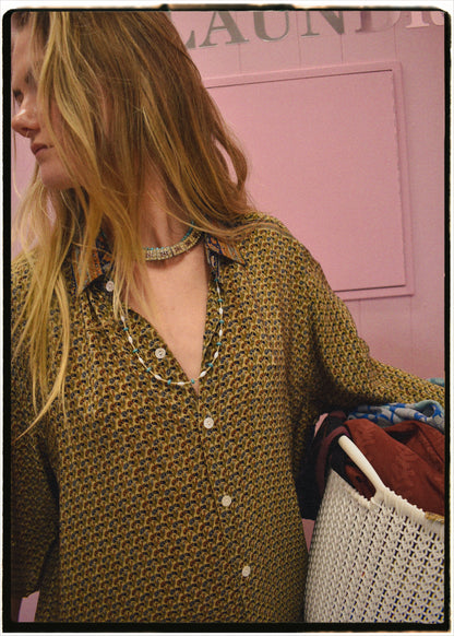 Astralagus Silk Crepe Oversized Shirt ~ Emperador