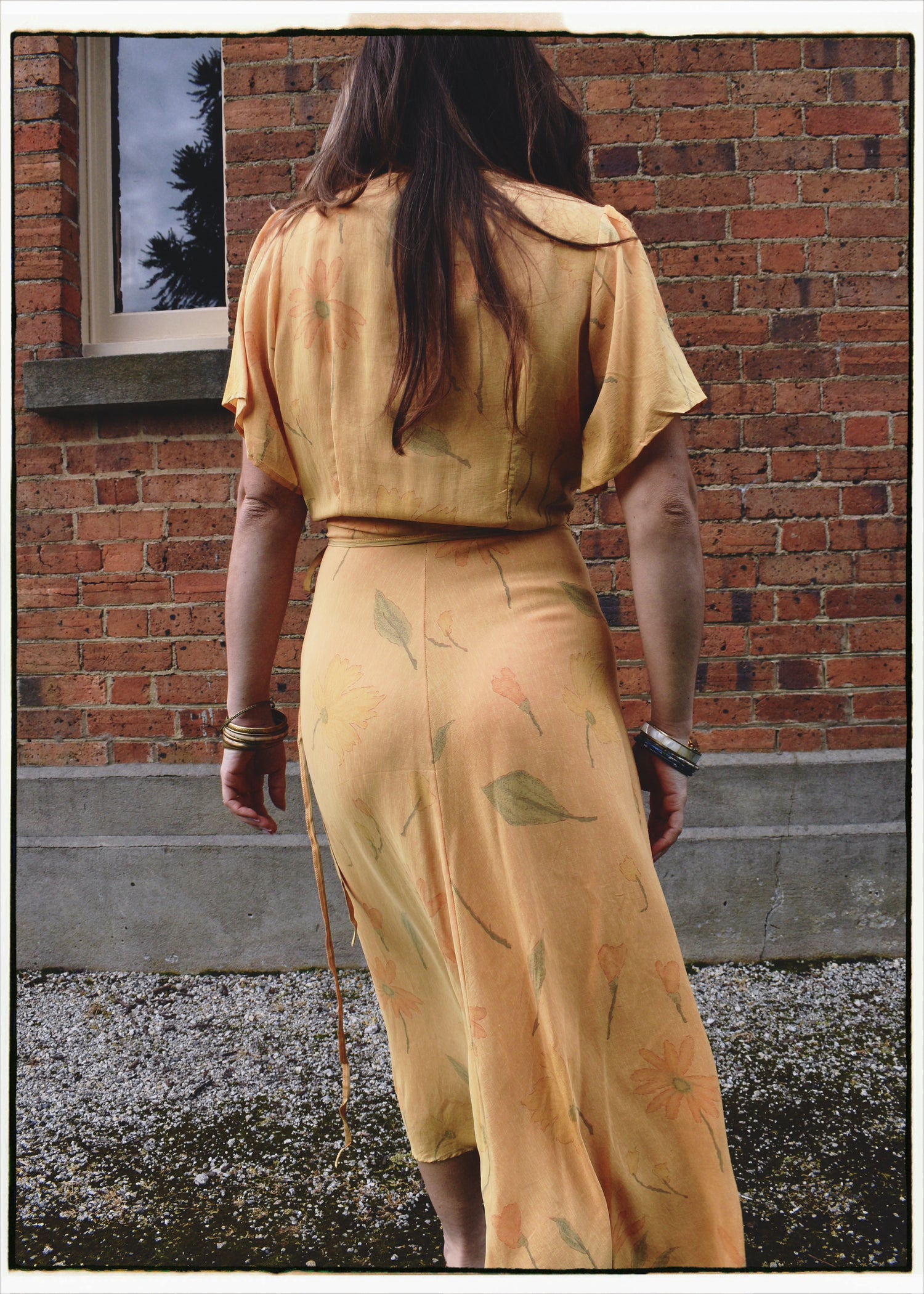 Liatris Silk Crepe Flutter Sleeve Wrap Dress ~ Buttercup M