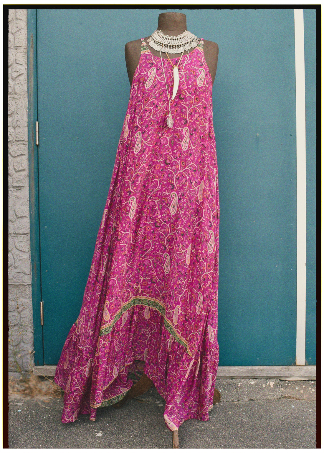 Eustoma Silk Crepe Swing Maxi Dress ~ Serica XL