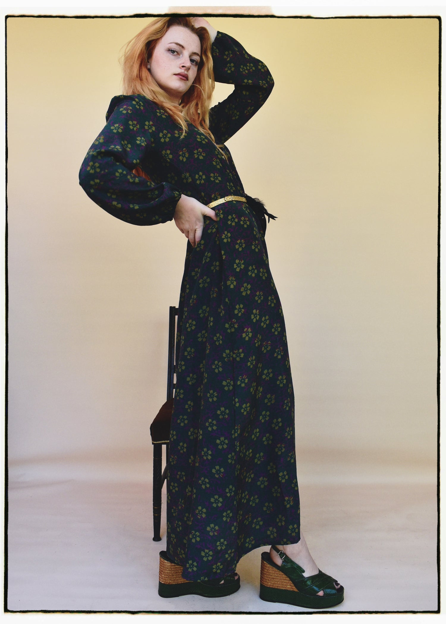 Zea Silk Crepe Kaftan Maxi Dress ~  Fjord XS