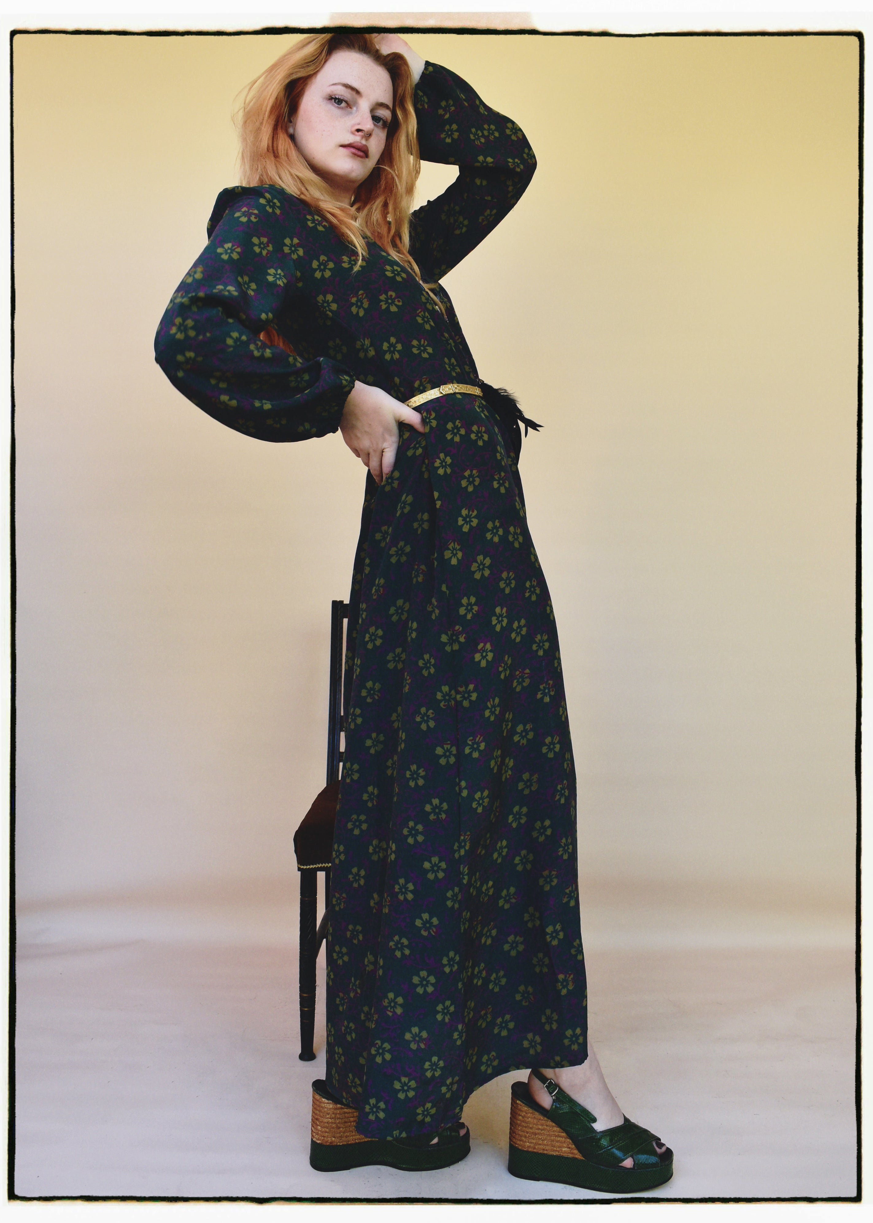 Zea Silk Crepe Kaftan Maxi Dress ~  Fjord XS