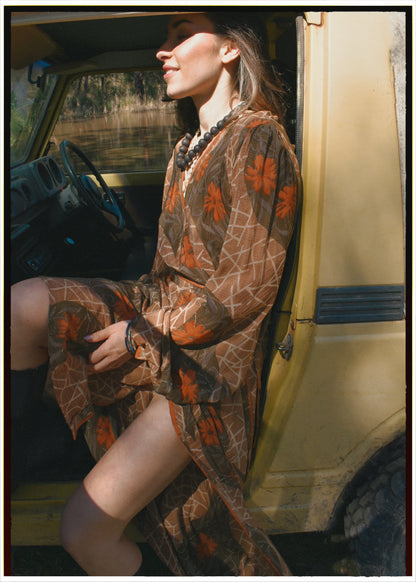 Caladium Wrap Silk Dress ~ Inca M