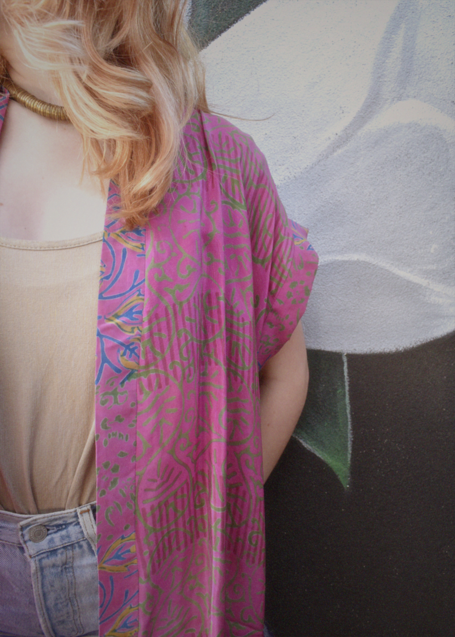 Pilea Silk Crepe Wrap Kimono Top ~ Carmine L/XL