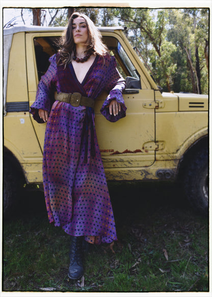 Caladium Wrap Silk Dress ~ Tweed XL