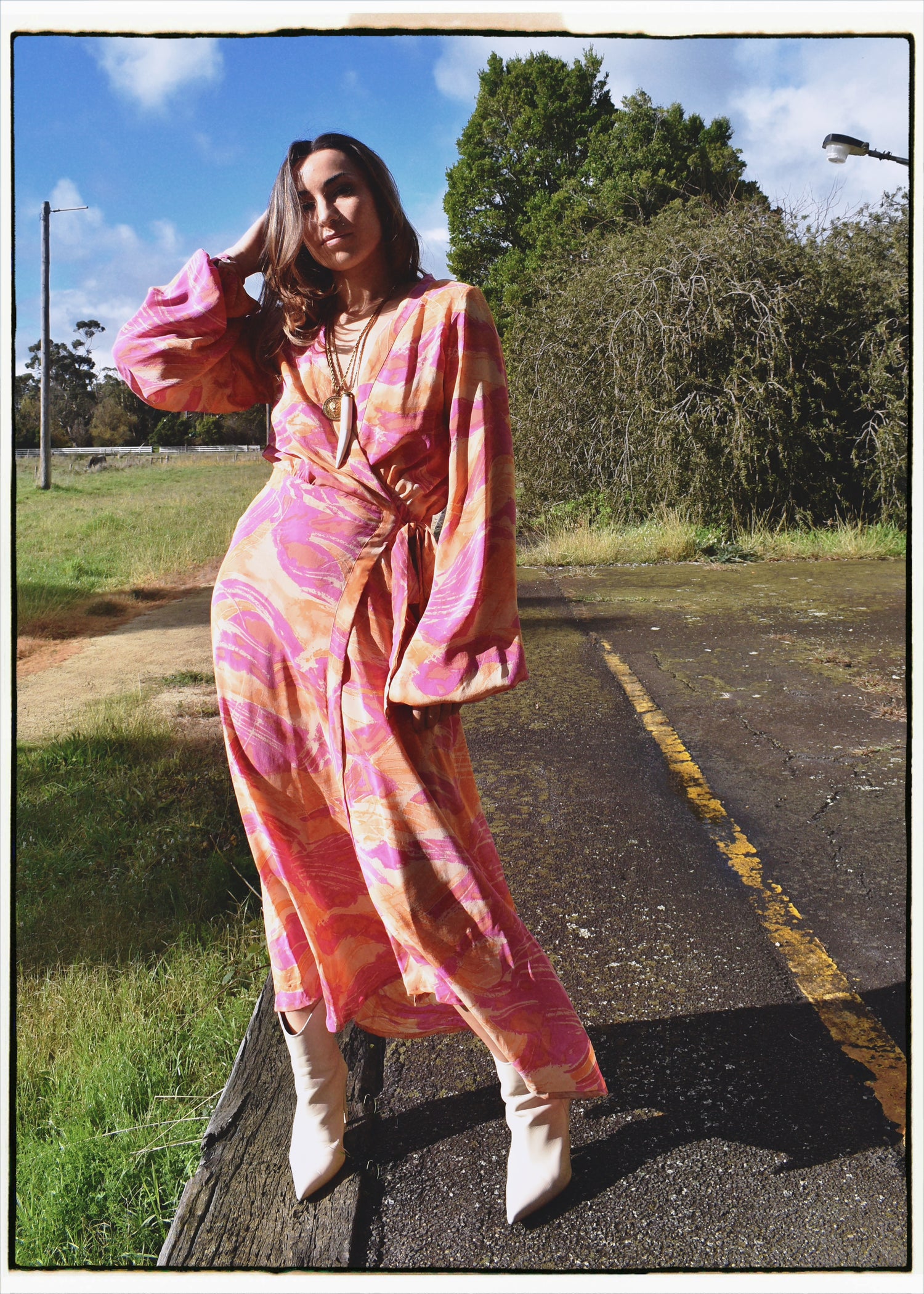 Caladium Silk Wrap Dress ~ Sun Kissed S