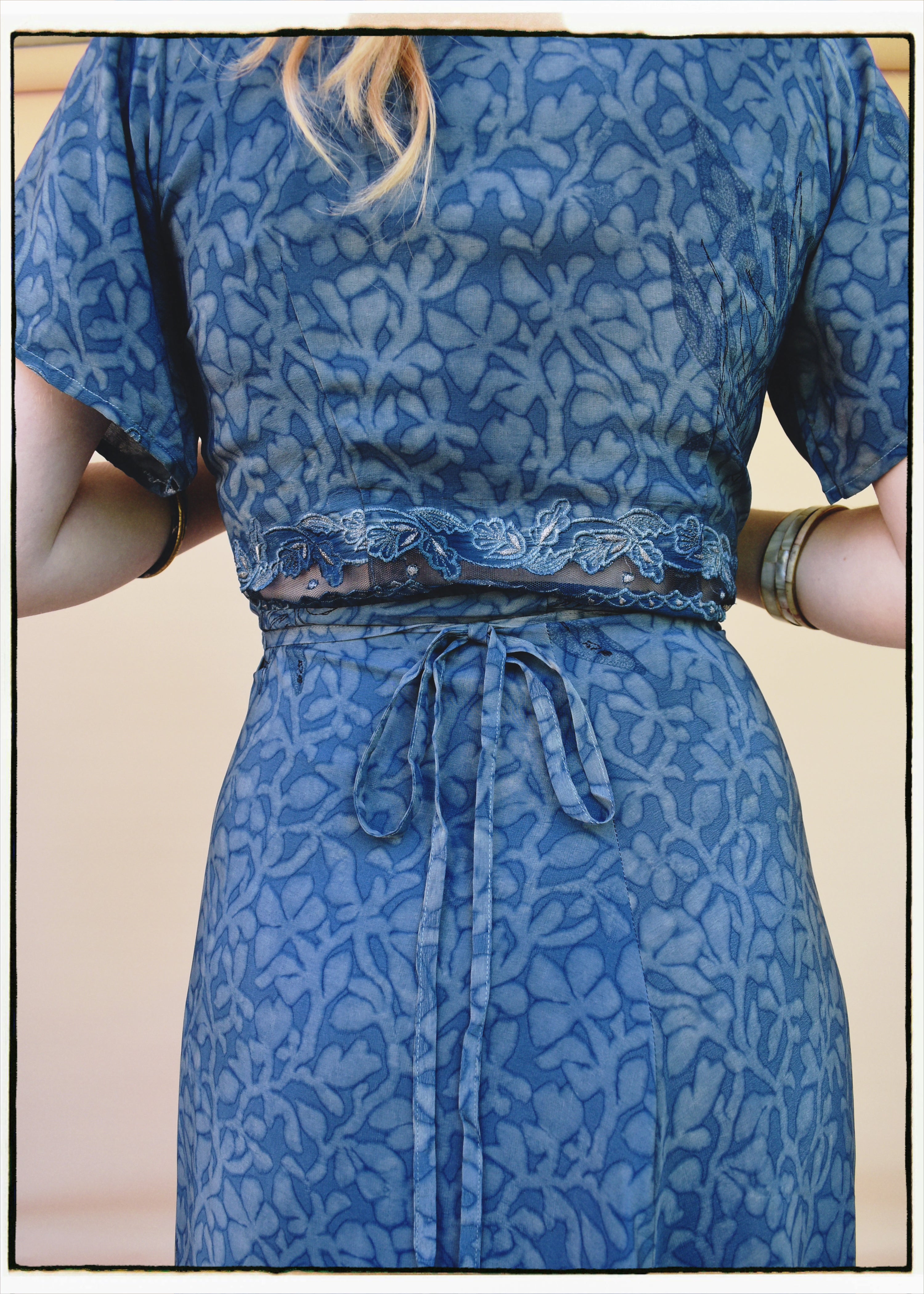 Liatris Silk Crepe Flutter Sleeve Wrap Dress ~ Watermark XS