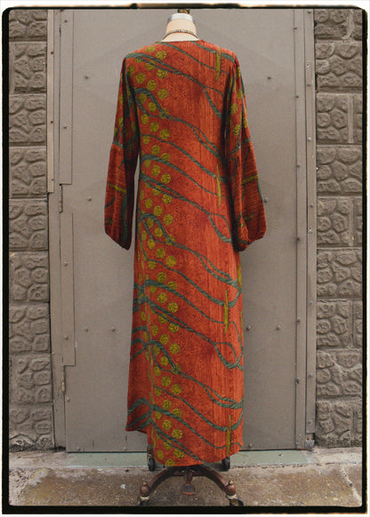 Zea Silk Crepe Kaftan Maxi Dress ~  Cayenne S