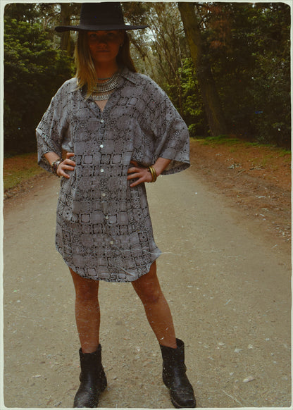 Astralagus Silk Crepe Oversized Shirt ~ Nimbus
