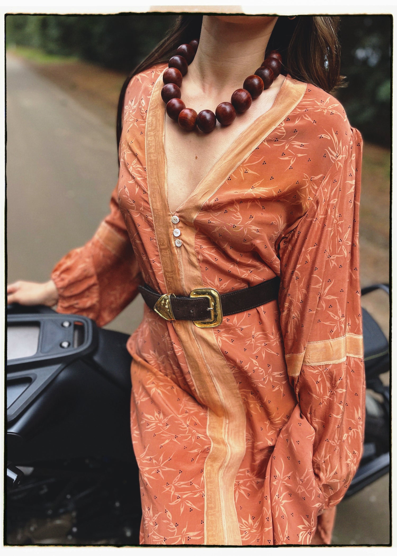 Zea Silk Crepe Kaftan Maxi Dress ~  Peach XL