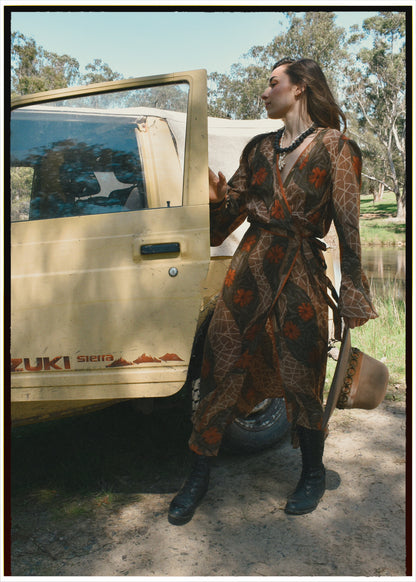 Caladium Wrap Silk Dress ~ Inca M