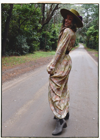 Zea Silk Crepe Kaftan Maxi Dress ~  Nomad XL