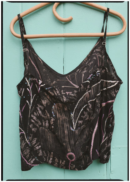 Reseda Silk Crepe Camisole Top ~ Shale L