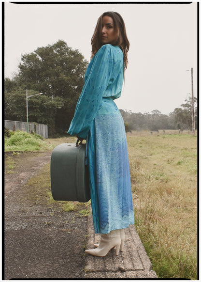 Caladium Silk Wrap Dress ~  Celestial S