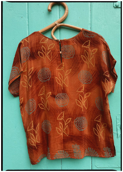 Viola Silk Crepe T-Shirt ~ Almond M