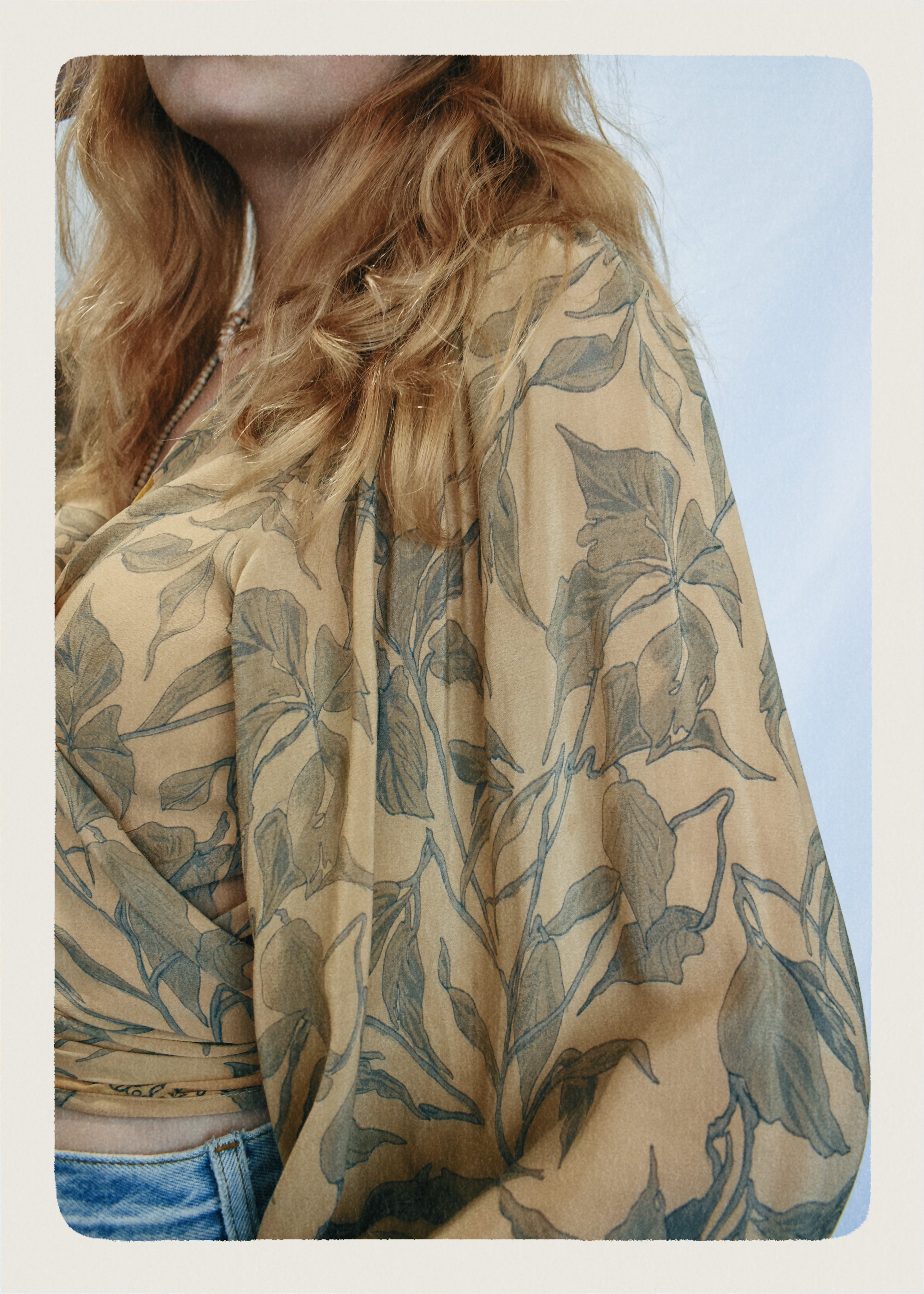 Hoya Silk Crepe Balloon Sleeve Wrap Top ~  Maize L