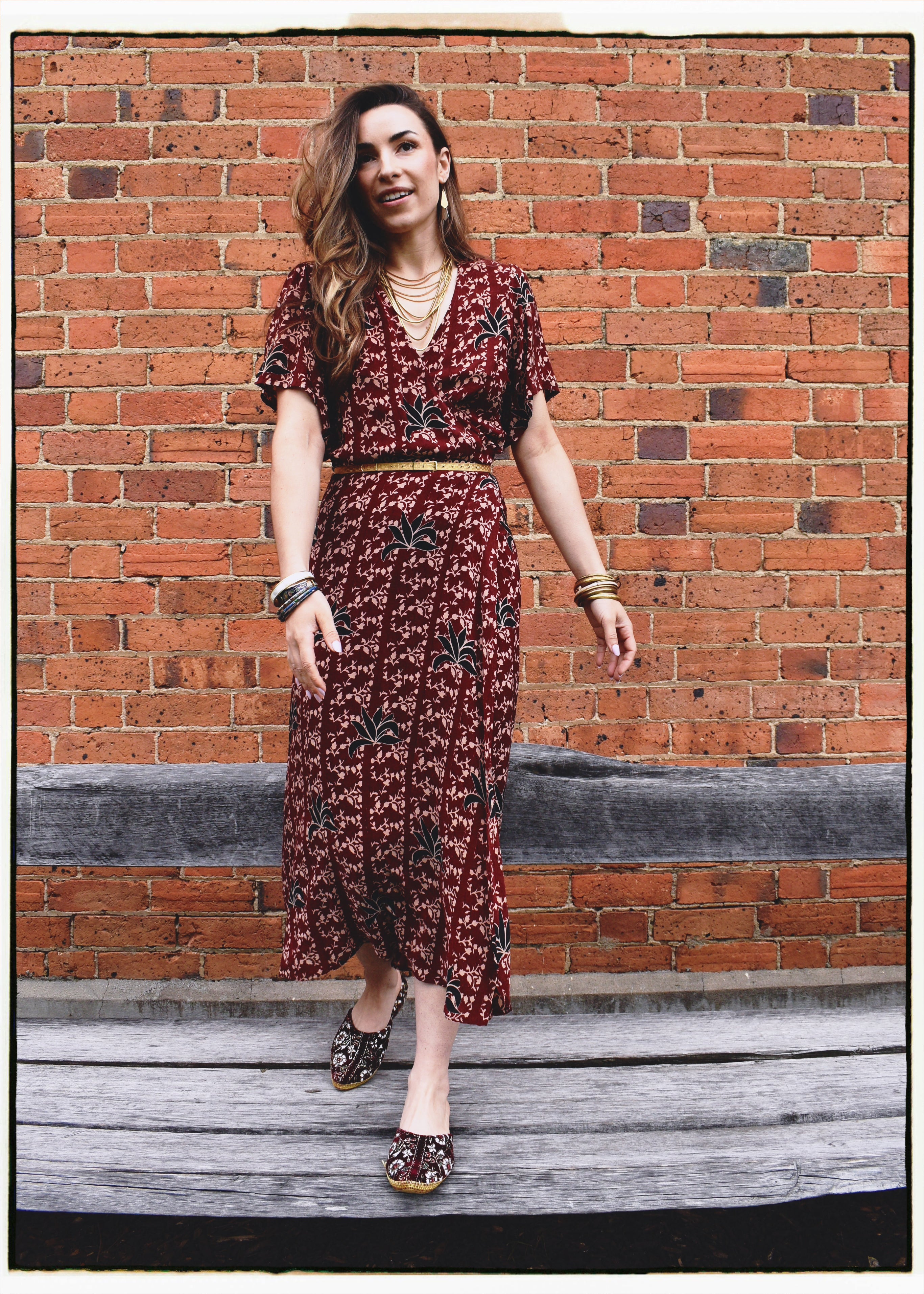 Liatris Silk Crepe Flutter Sleeve Wrap Dress ~ Cambridge L