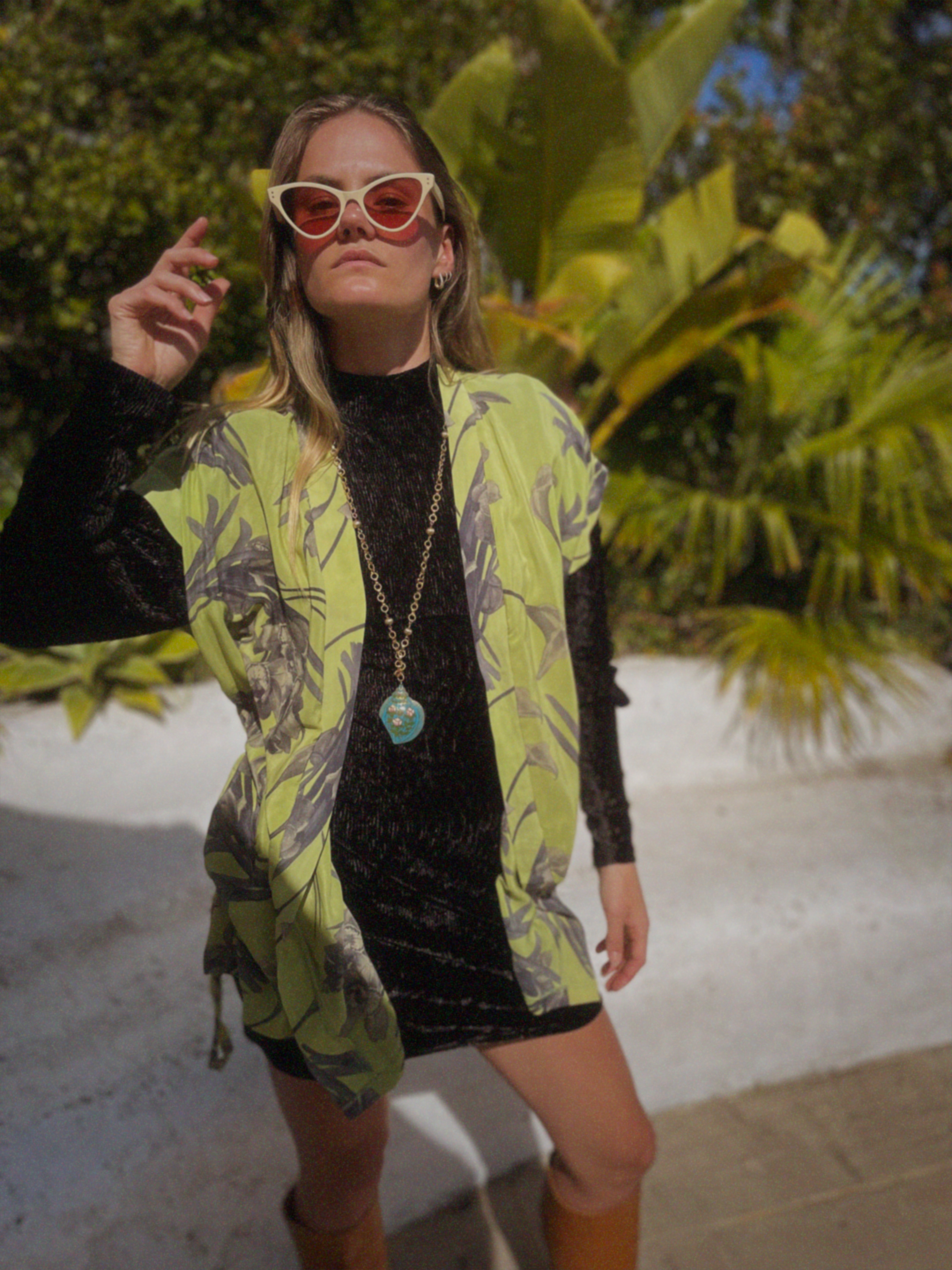 Pilea Silk Crepe Wrap Kimono Top ~ Pina Colada S/M