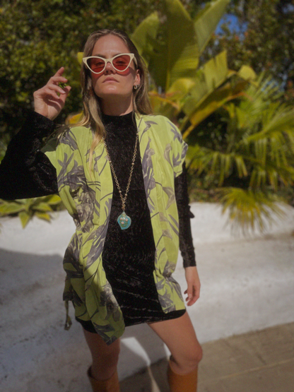 Pilea Silk Crepe Wrap Kimono Top ~ Pina Colada S/M