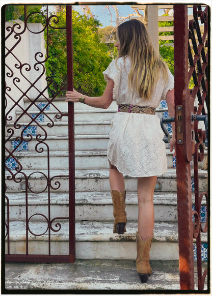 Bursera Schiffli Embroidered Cotton Tunic Dress