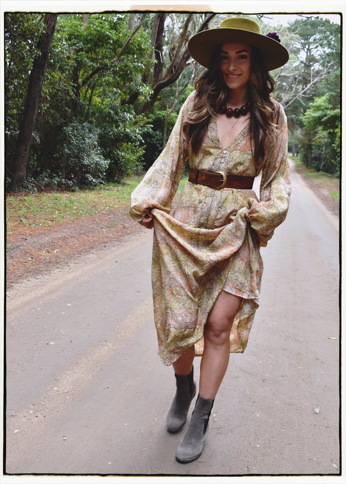 Zea Silk Crepe Kaftan Maxi Dress ~  Nomad XL