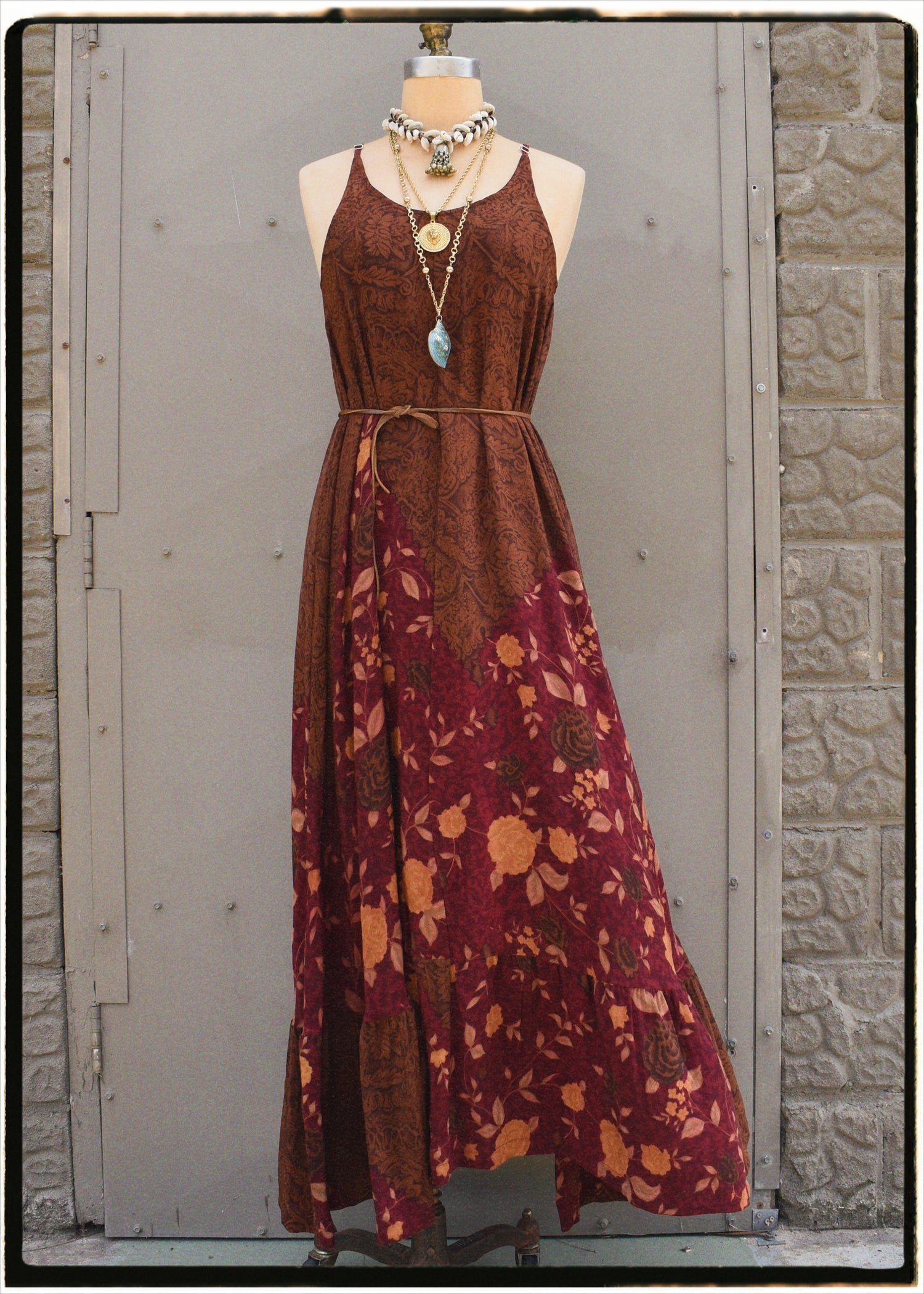 Eustoma Silk Crepe Swing Maxi Dress ~ Rosa M