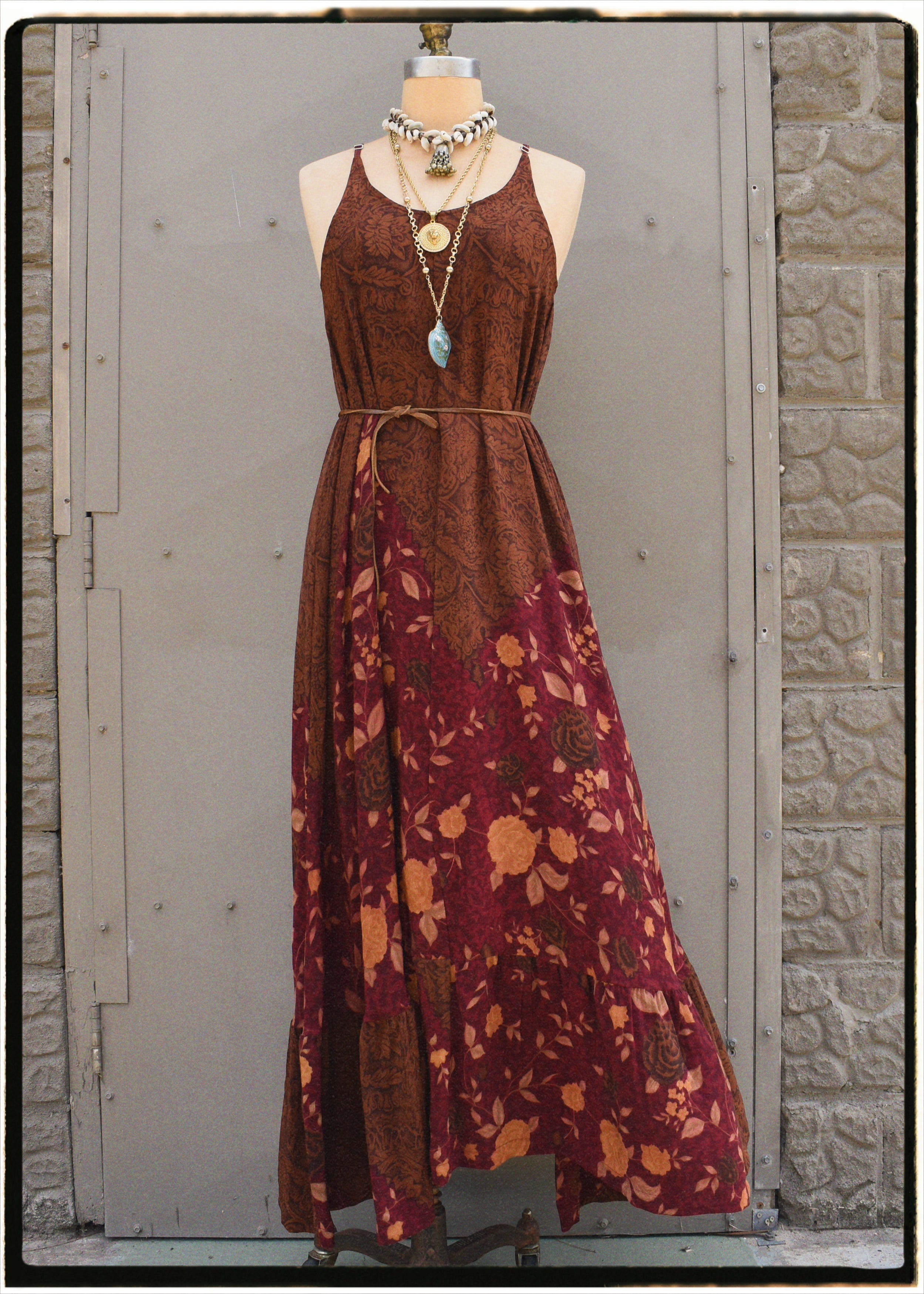 Eustoma Silk Crepe Swing Maxi Dress ~ Rosa M