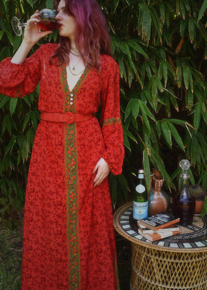 Zea Silk Crepe Kaftan Maxi Dress ~  Ibis S, M &amp; XL