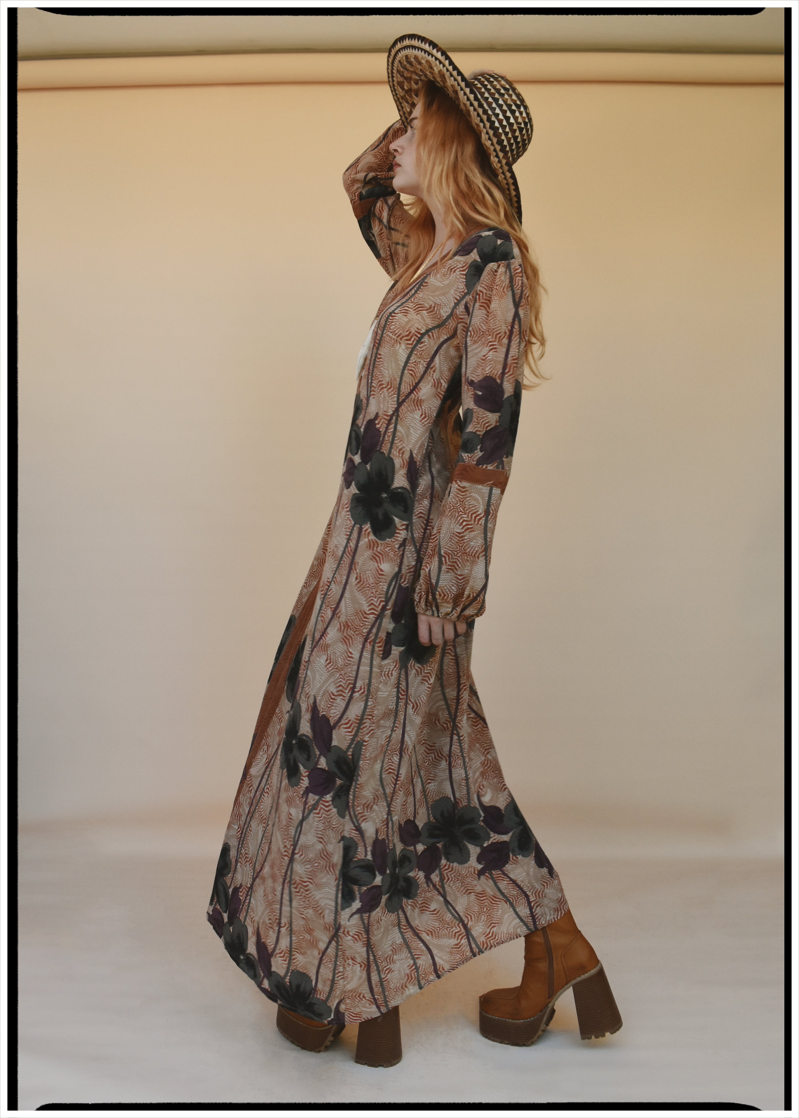 Zea Silk Crepe Kaftan Maxi Dress ~  Sequoia XS