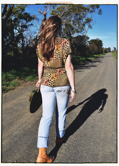 Bassia Silk Crepe Cross Tie Front Blouse ~ Novelle S