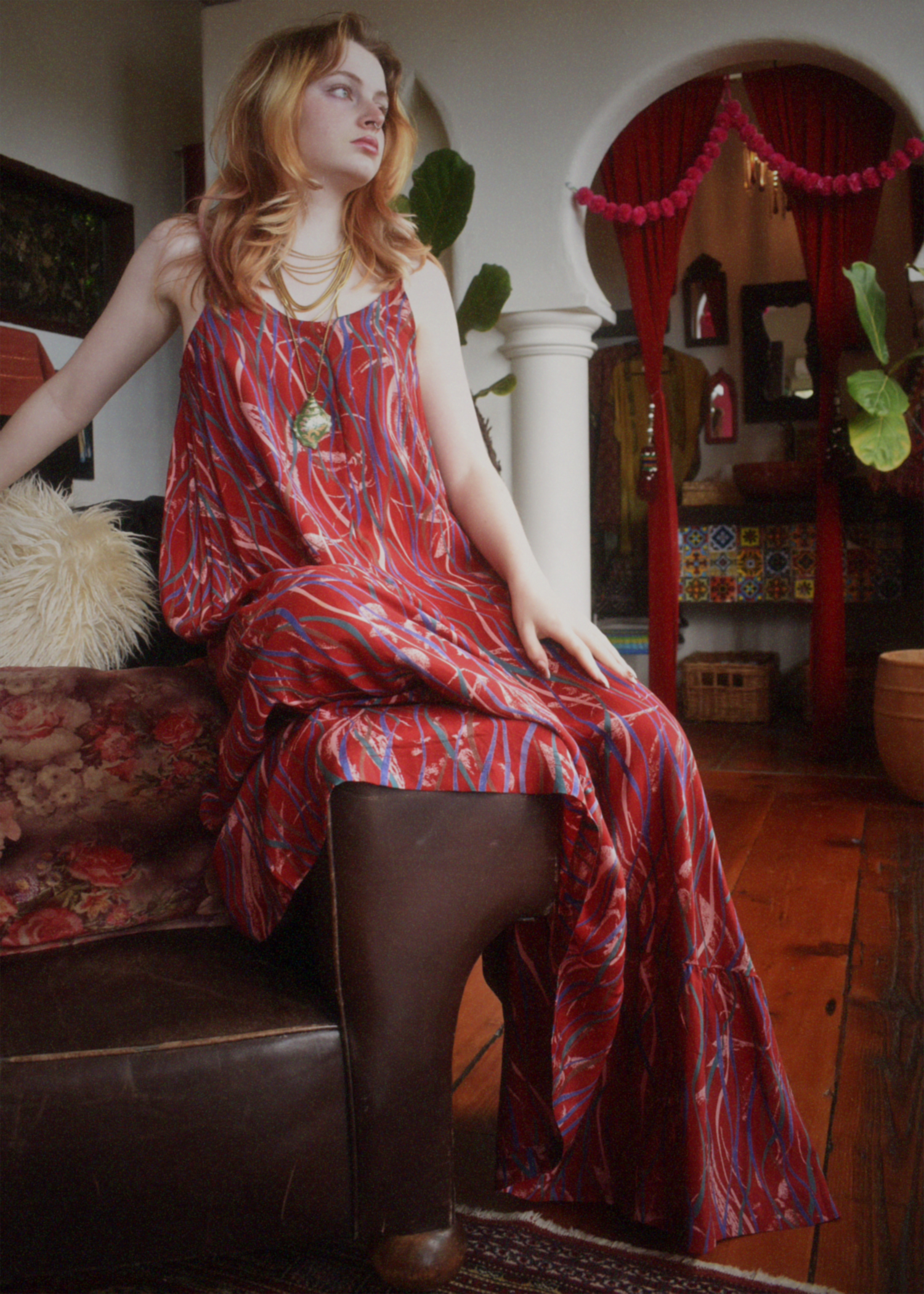 Eustoma Silk Crepe Swing Maxi Dress ~ Dubarry M