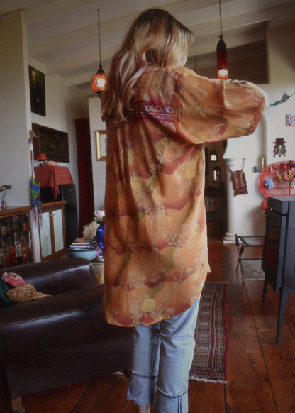 Astralagus Silk Crepe Oversized Shirt ~ Tequila Sunrise