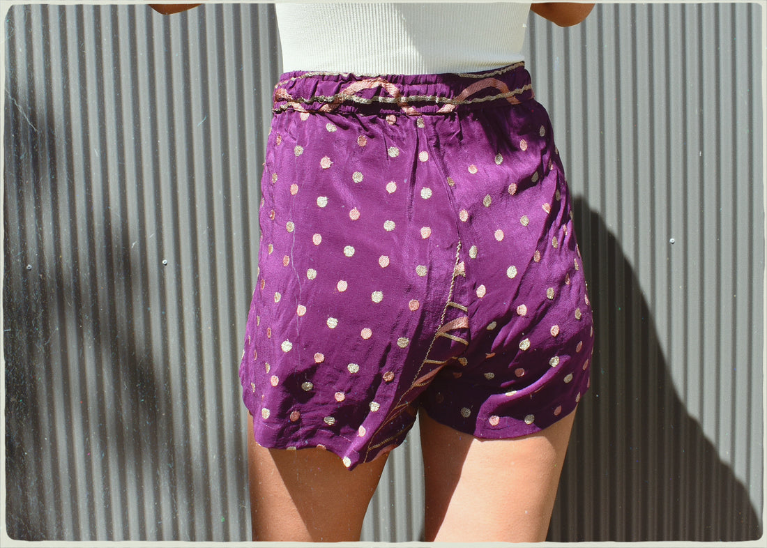 Fumaria Silk Shorts ~  Golden Plum XS