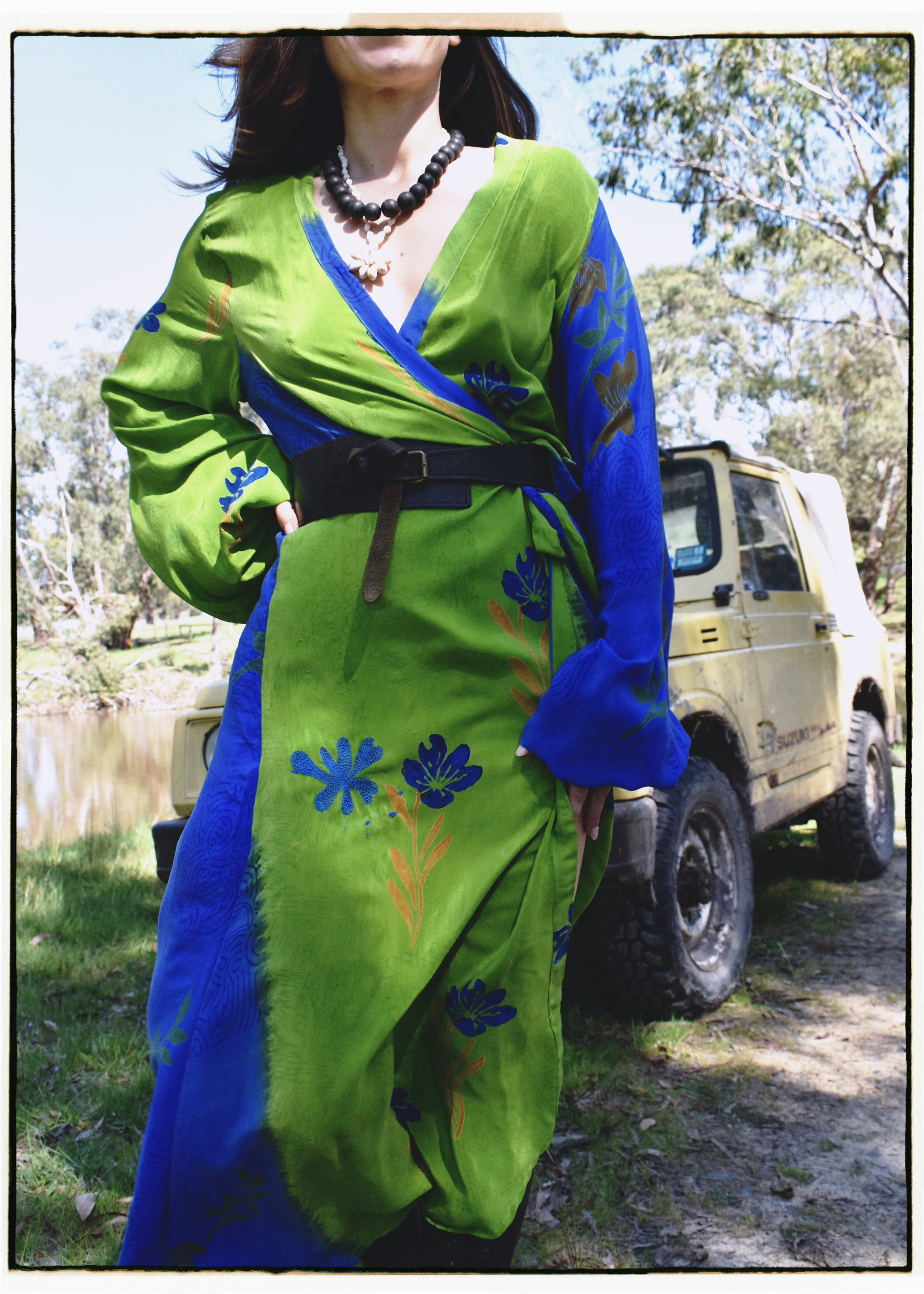 Caladium Wrap Silk Dress ~ Daiquiri XL