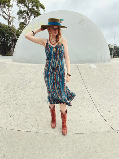Rumex Silk Slip Dress ~ Marble XL
