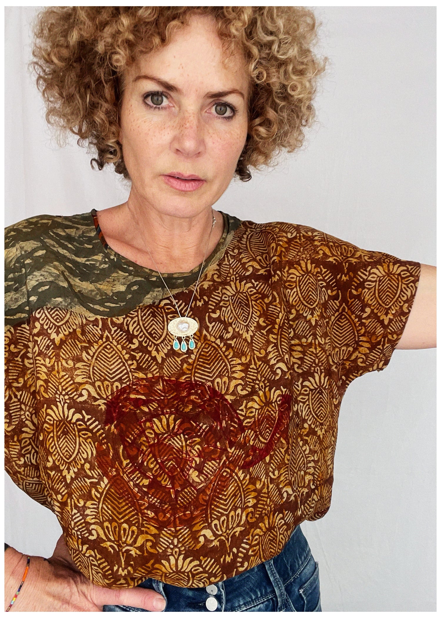 Viola Silk Crepe T-Shirt ~ Batik XL