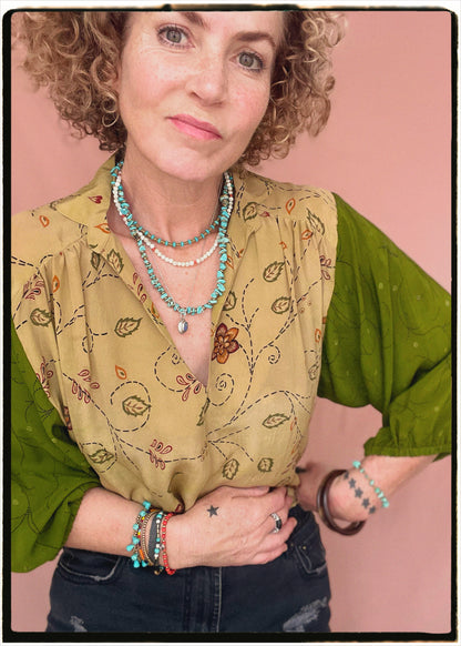 Ochna Silk Crepe Shirt ~ Irish Moss XS &amp; M
