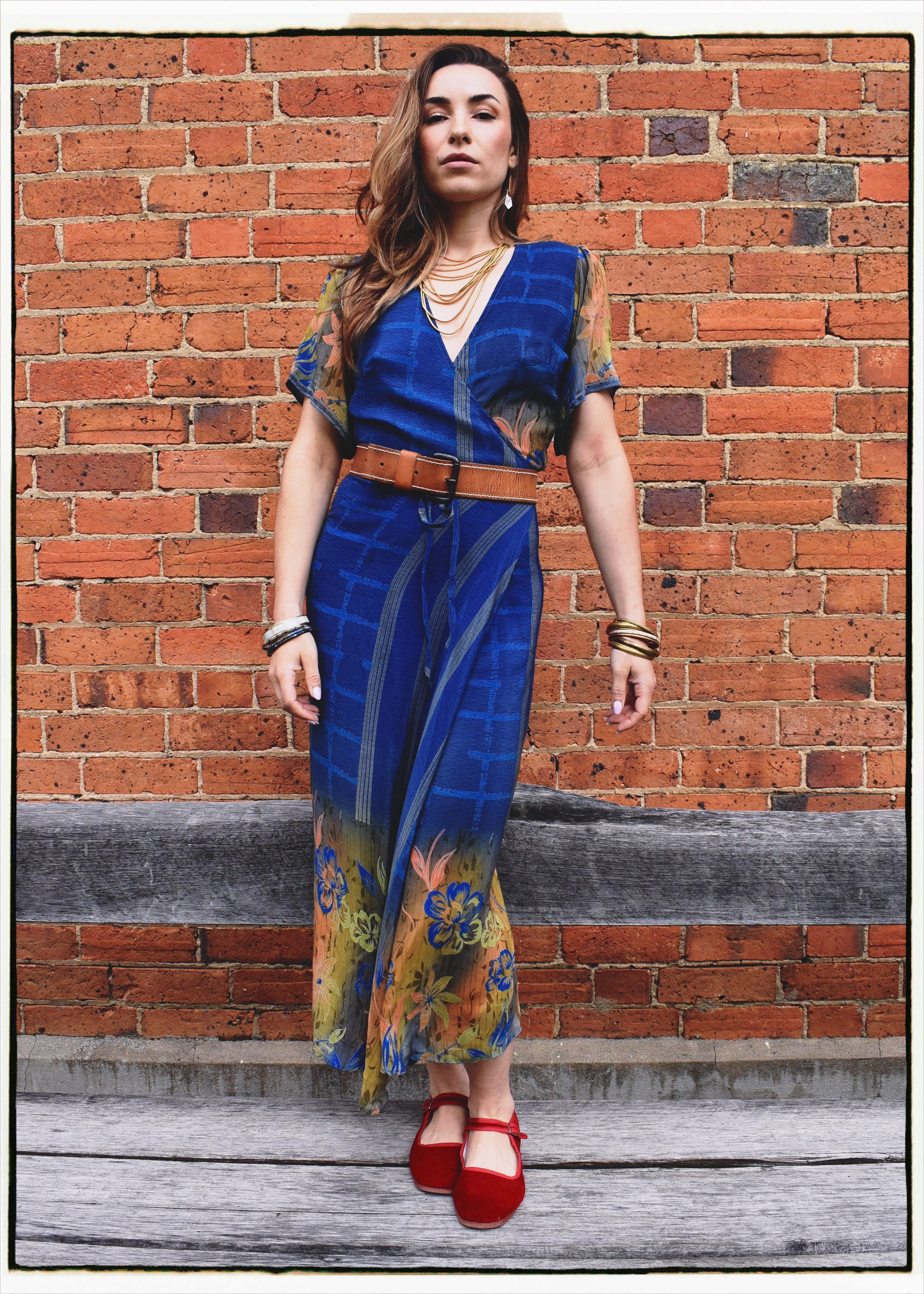 Liatris Silk Crepe Flutter Sleeve Wrap Dress ~ Tempest S