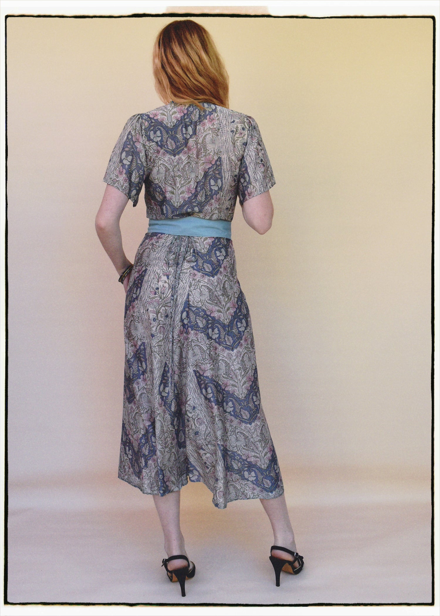 Liatris Silk Crepe Flutter Sleeve Wrap Dress ~ Aura XS