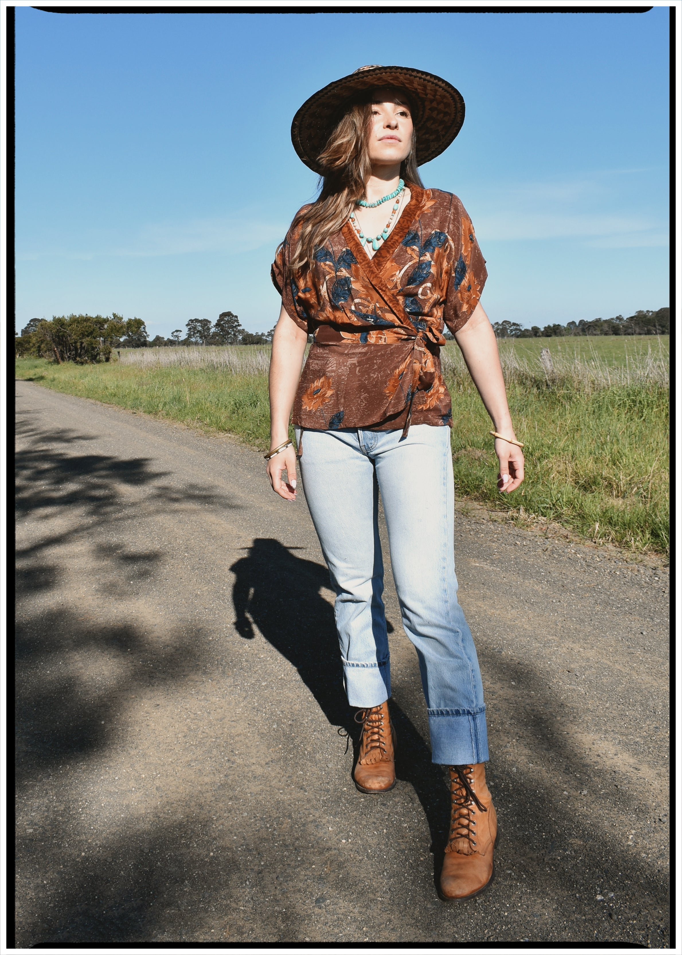 Bassia Silk Crepe Cross Tie Front Blouse ~ Sunflower M