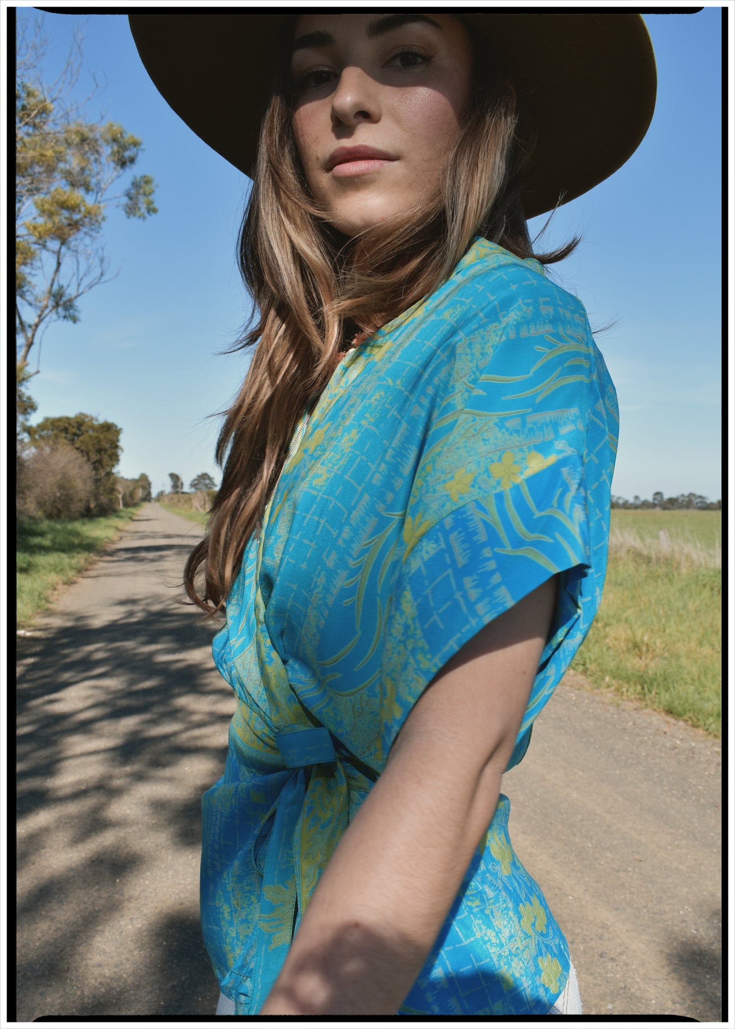 Bassia Silk Crepe Cross Tie Front Blouse ~ Breeze M