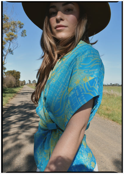 Bassia Silk Crepe Cross Tie Front Blouse ~ Breeze M