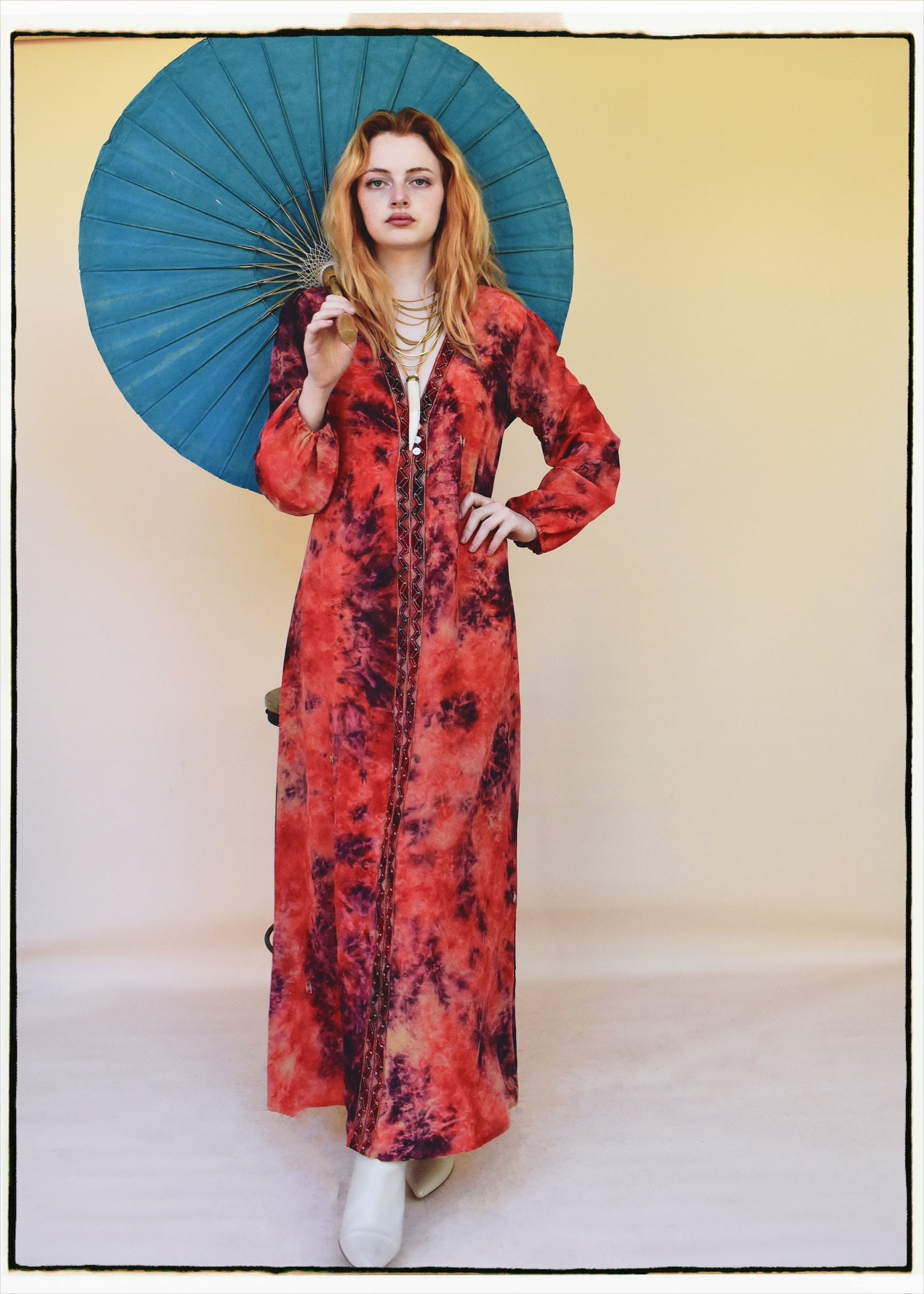 Zea Silk Crepe Kaftan Maxi Dress ~  Jubilee XS