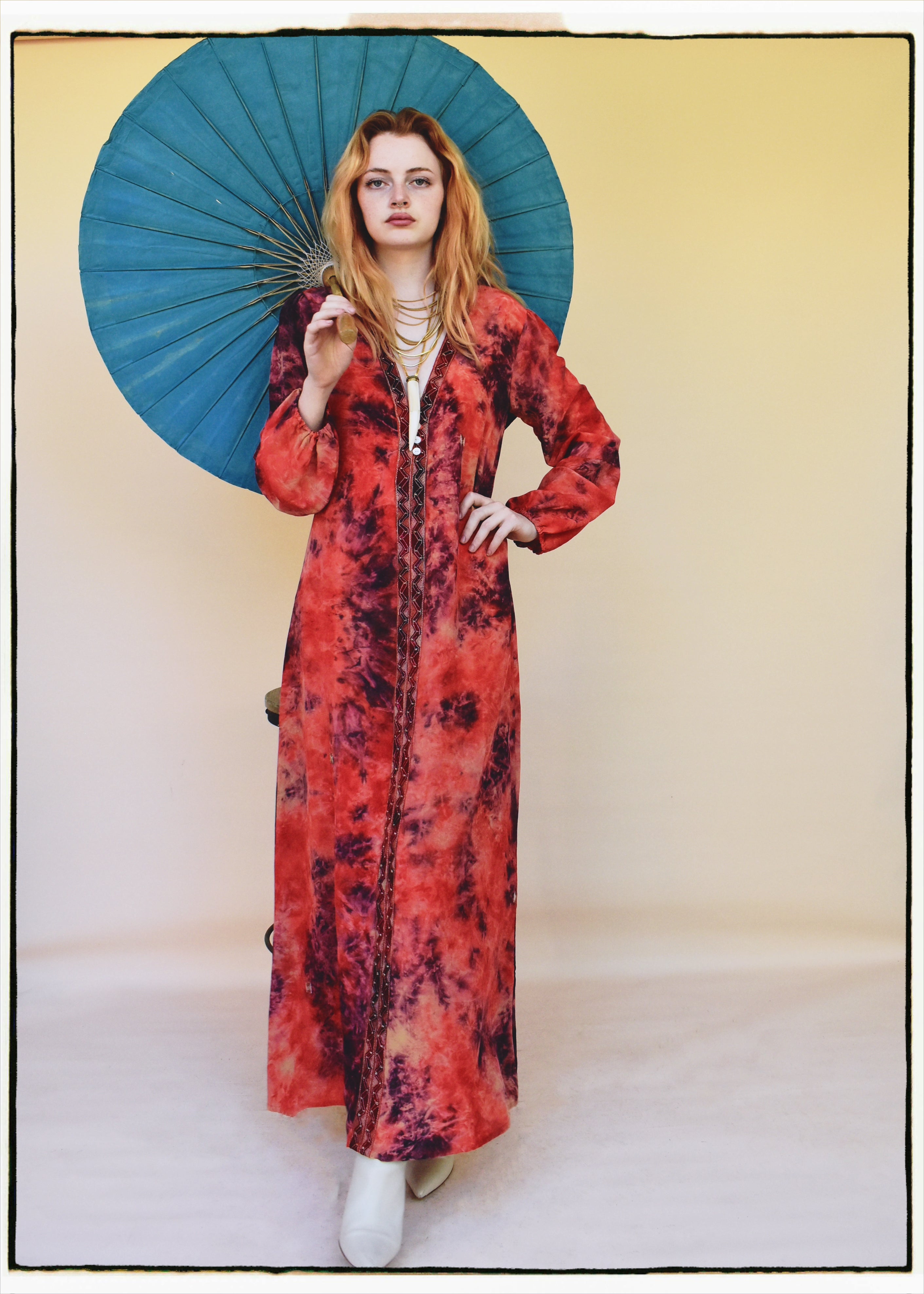 Zea Silk Crepe Kaftan Maxi Dress ~  Jubilee XS