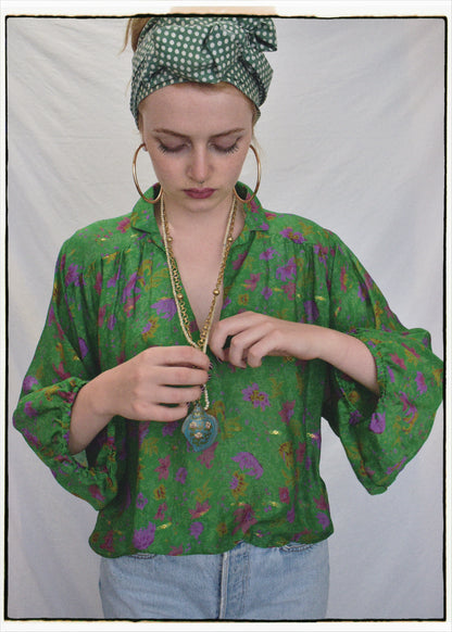 Ochna Silk Crepe Shirt ~ Sapphire S