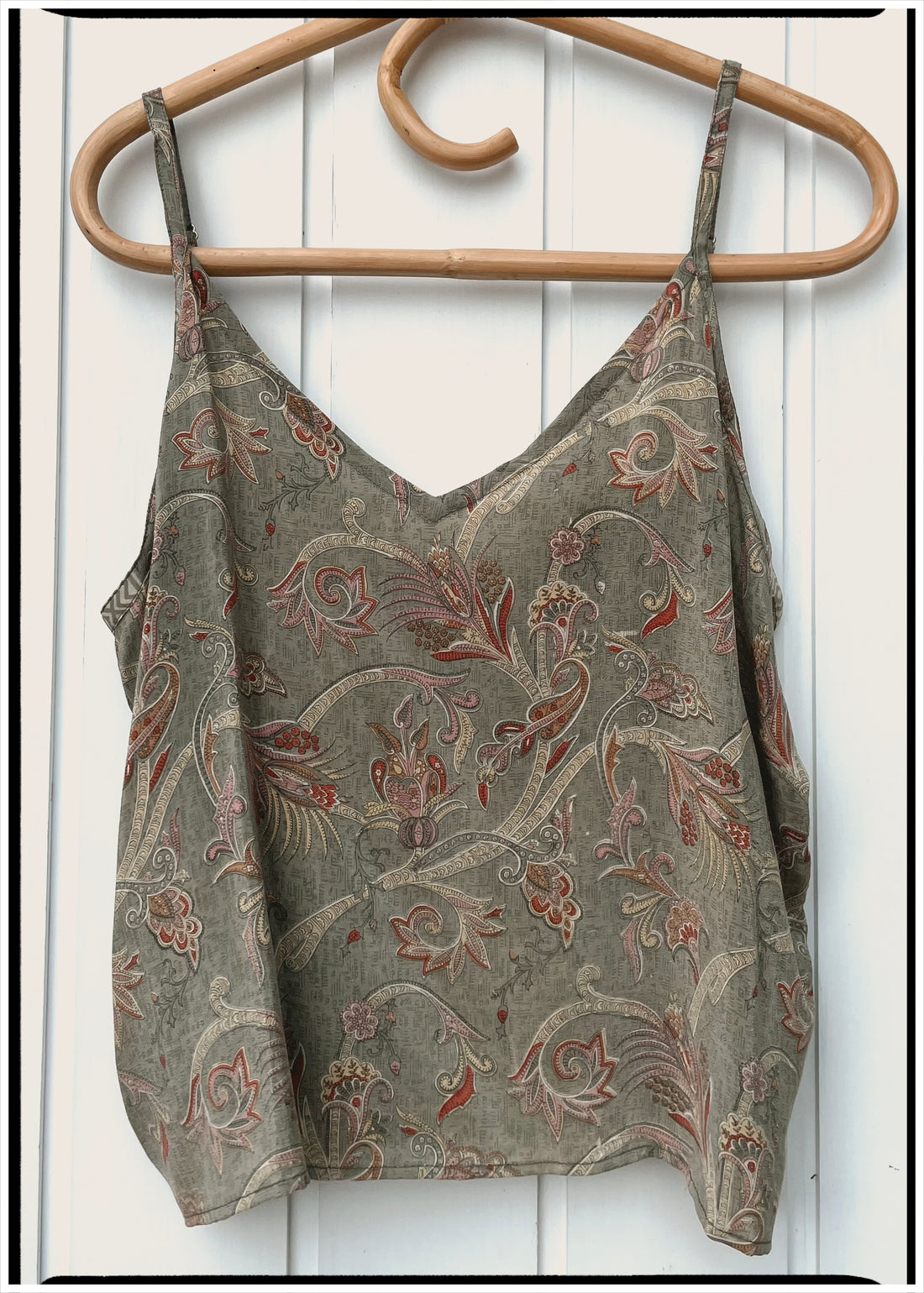 Reseda Silk Crepe Camisole Top ~ Moss XL