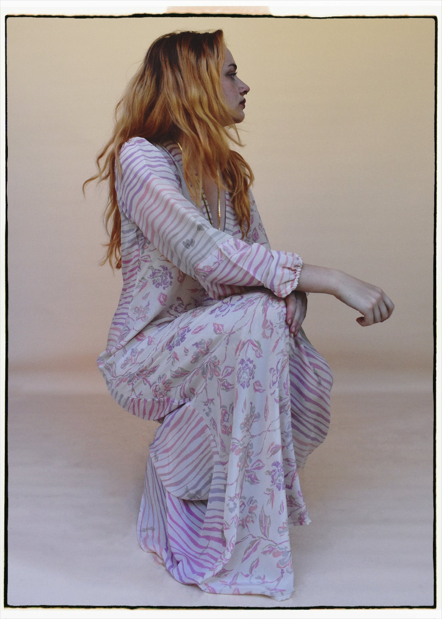 Zea Silk Crepe Kaftan Maxi Dress ~  Ballerina XS
