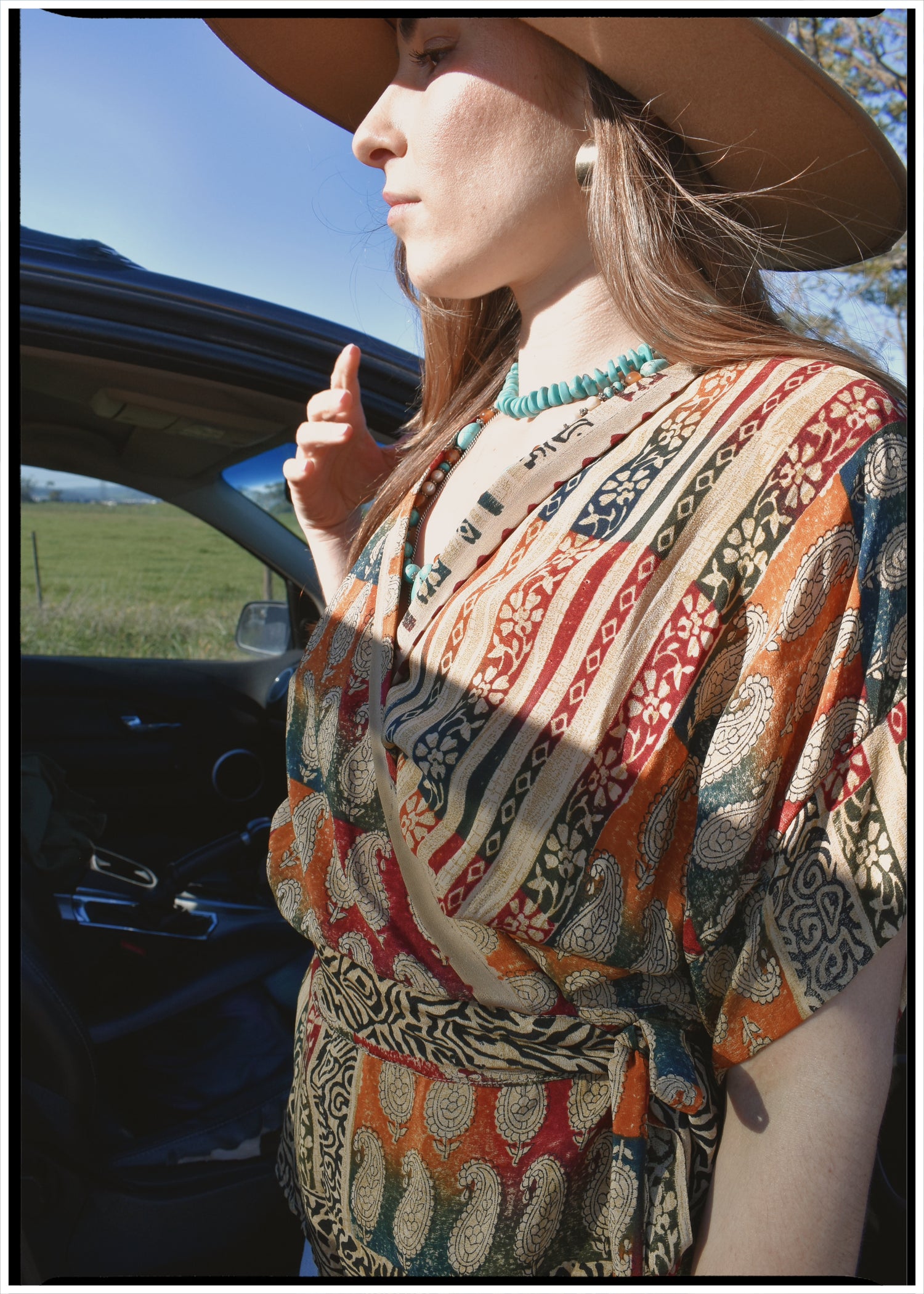 Bassia Silk Crepe Cross Tie Front Blouse ~ Paisley L